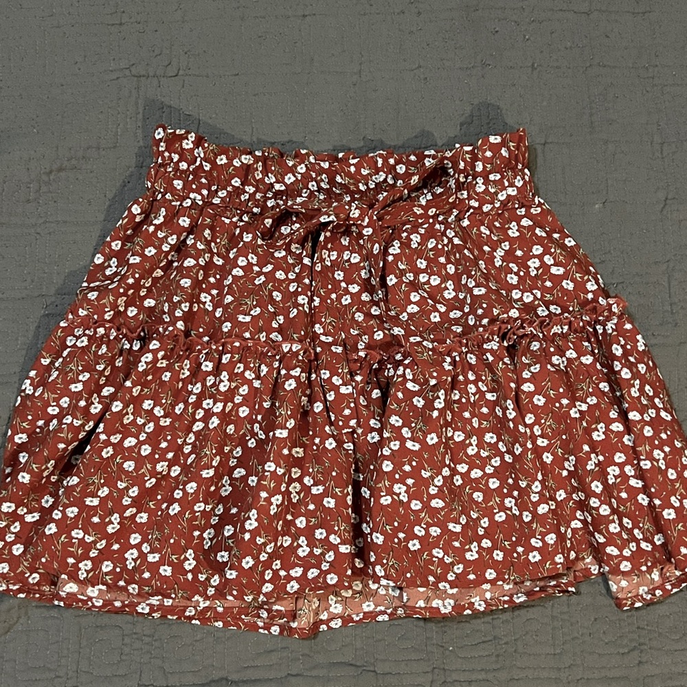 shein floral red skirt small